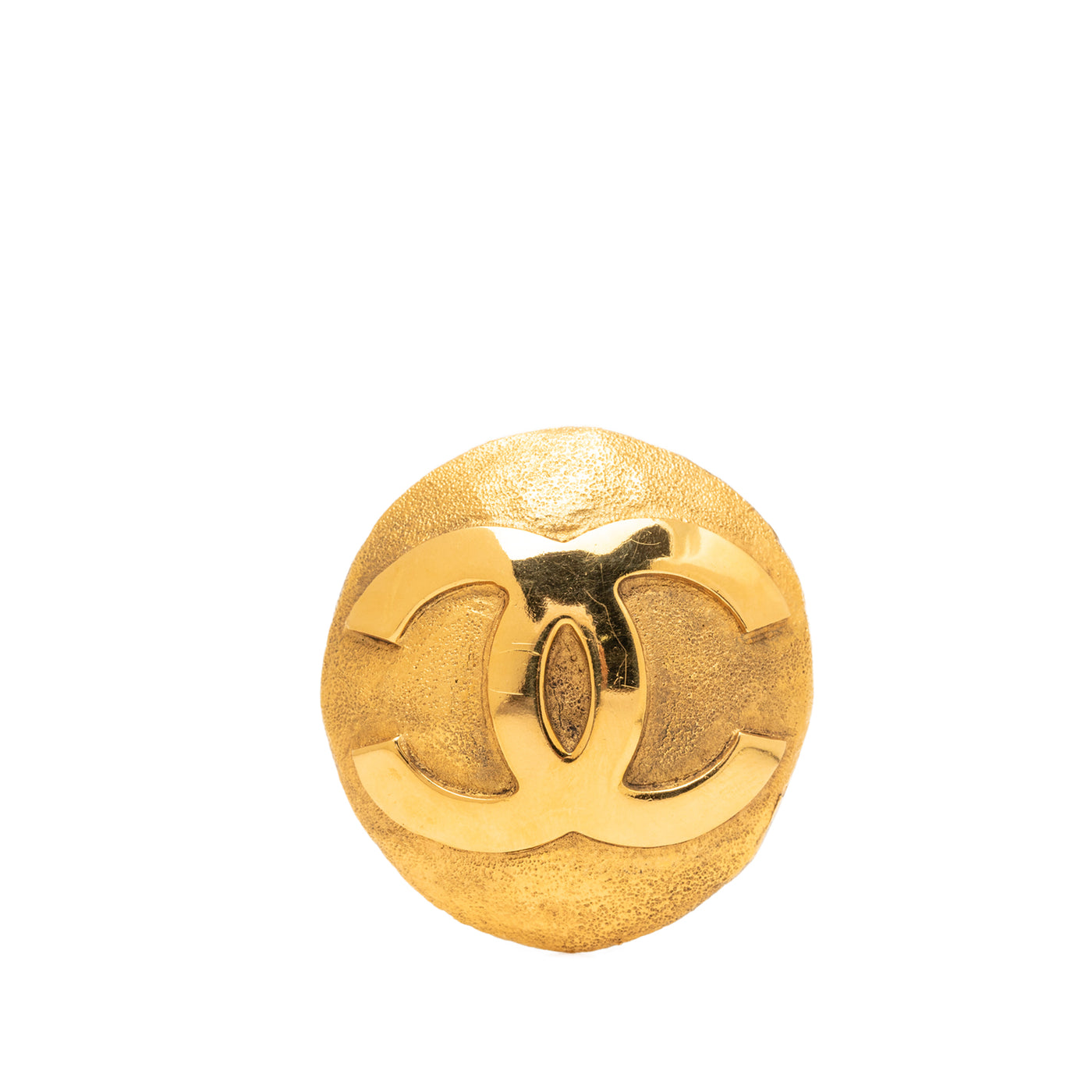 CC Gold Plated Round Pin Brooch - Image 1