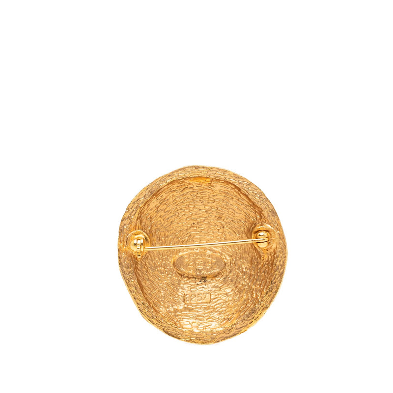 CC Gold Plated Round Pin Brooch - Image 2