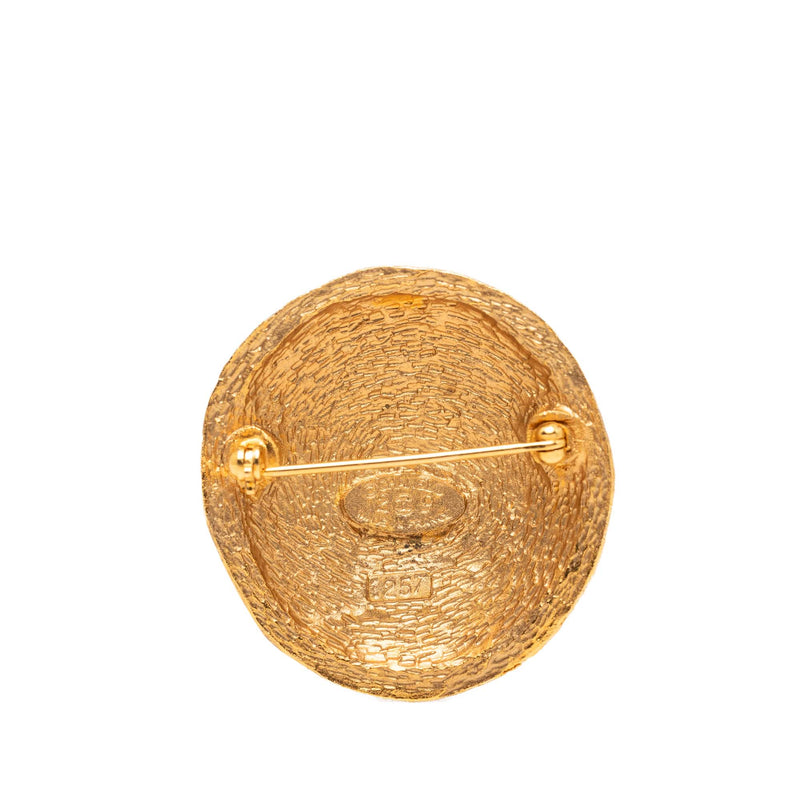 CC Gold Plated Round Pin Brooch - Image 3