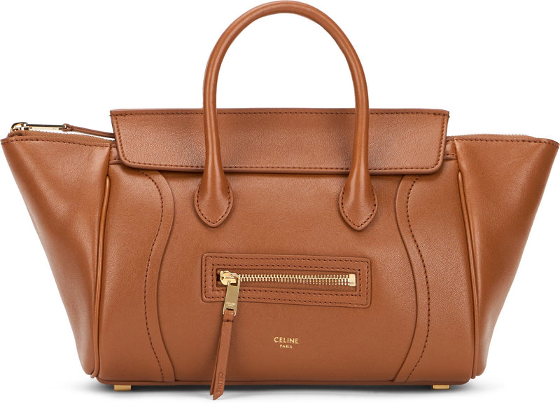 Celine Luggage Top Handle Bag — Brown Lambskin Leather