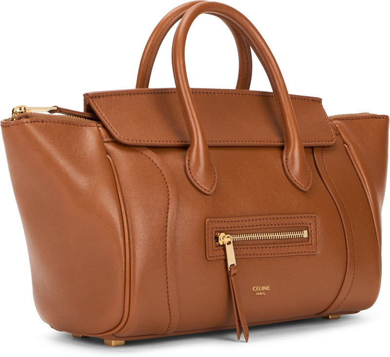 Celine Luggage Top Handle Bag — Brown Lambskin Leather