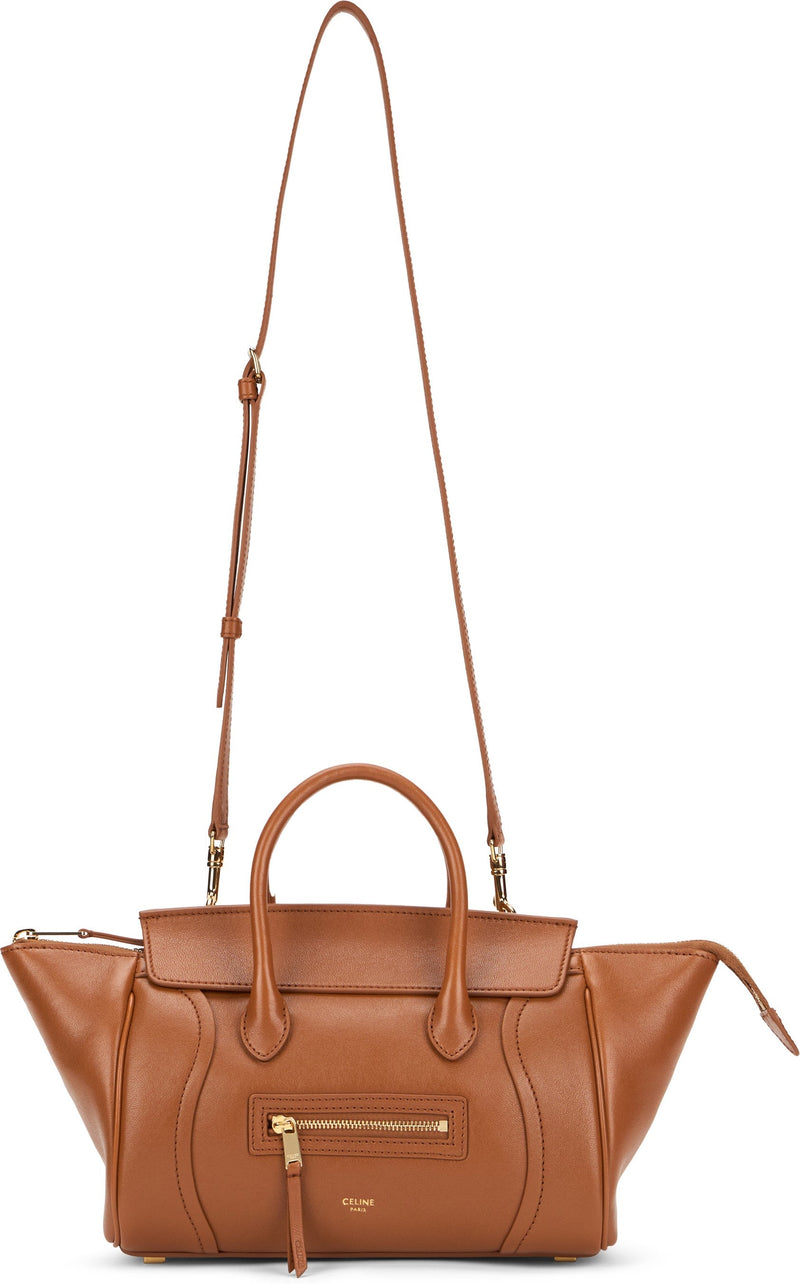 Celine Luggage Top Handle Bag — Brown Lambskin Leather