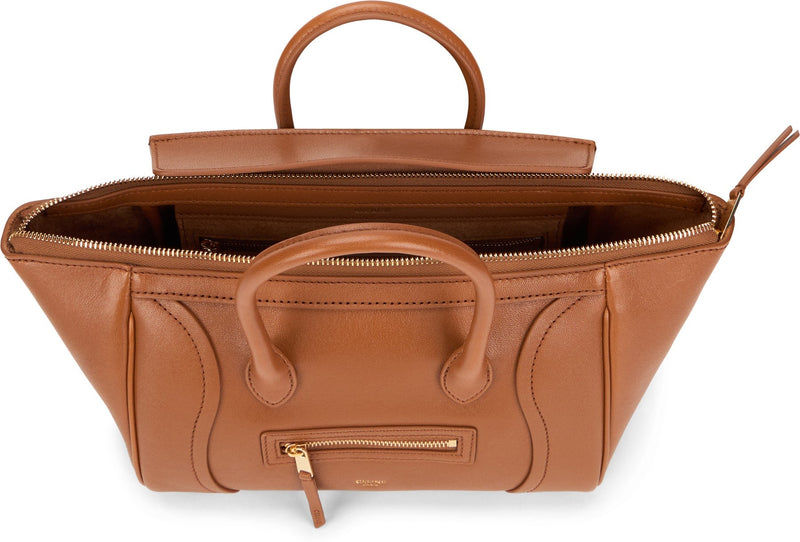Celine Luggage Top Handle Bag — Brown Lambskin Leather