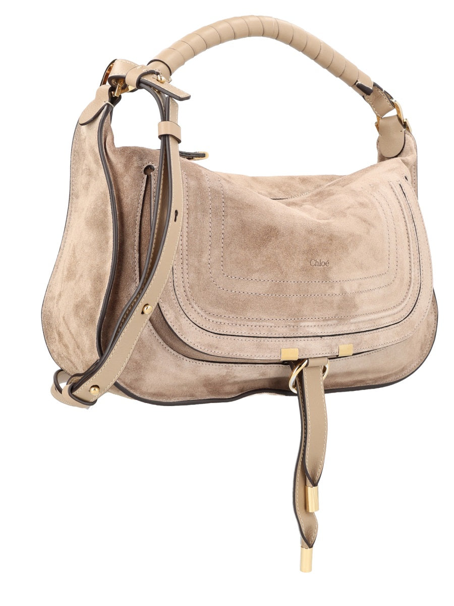 Chloé Marcie Shoulder Bag — Beige Leather