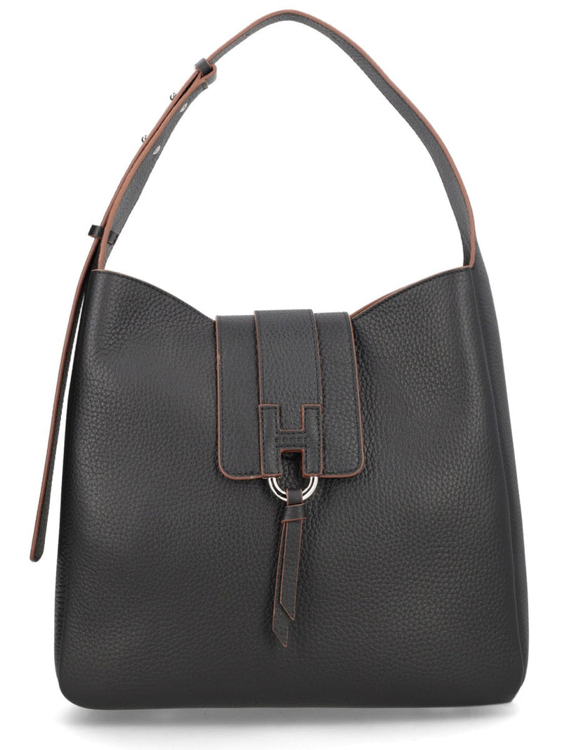 Hogan Calfskin Hobo Bag — Black