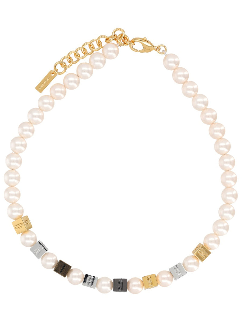 Moschino Pearl Zamac Necklace — Silver Necklaces