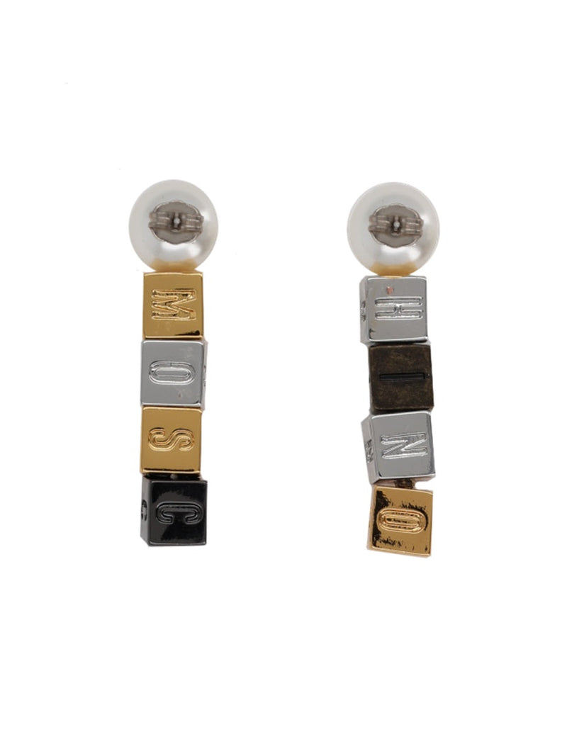 Moschino Pearl-Embellished Earrings — Silver Zamac