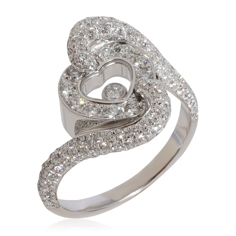 Chopard Happy Diamond Heart Ring 18k White Gold 0.86 Ctw Fashion