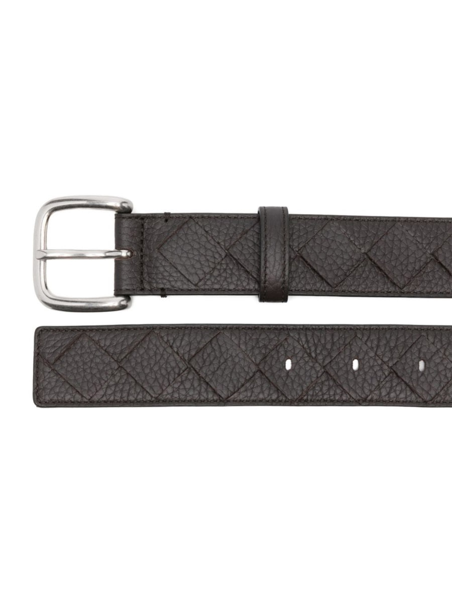 Bottega Veneta Woven Calf Leather Belt — Brown