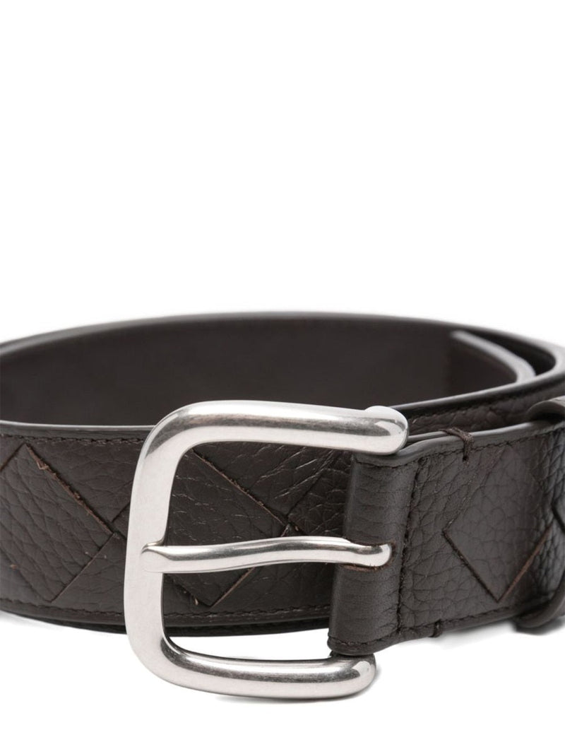 Bottega Veneta Woven Calf Leather Belt — Brown
