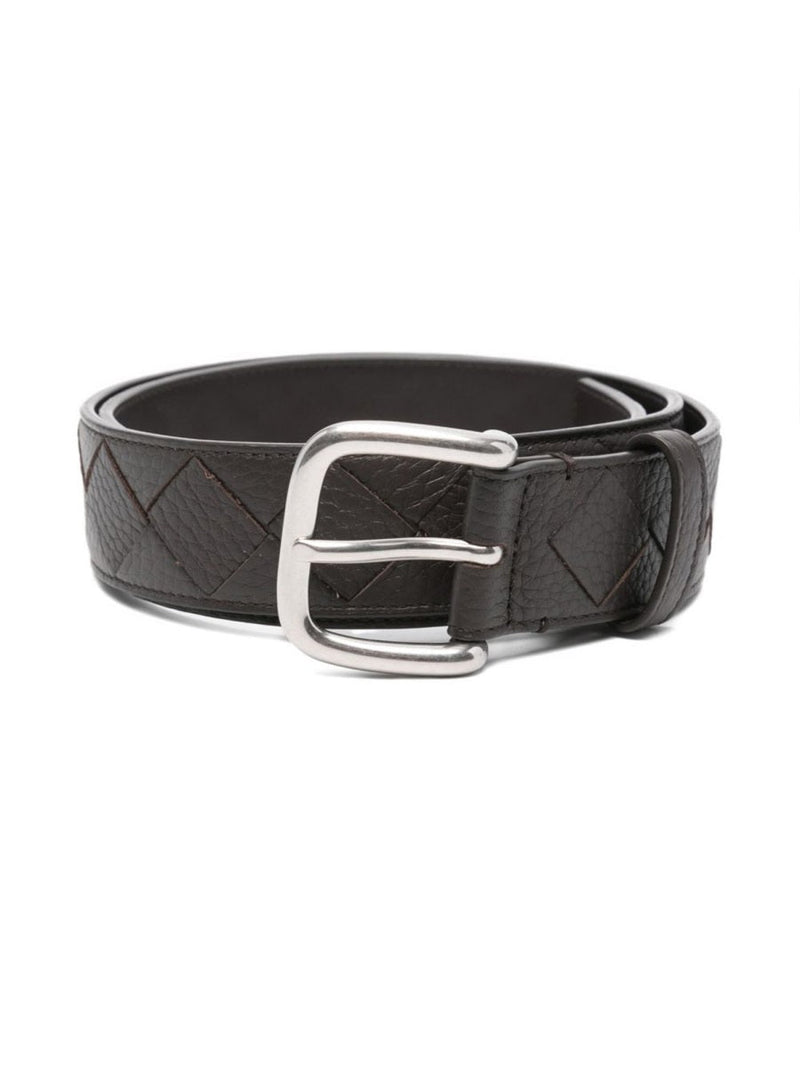 Bottega Veneta Woven Calf Leather Belt — Brown
