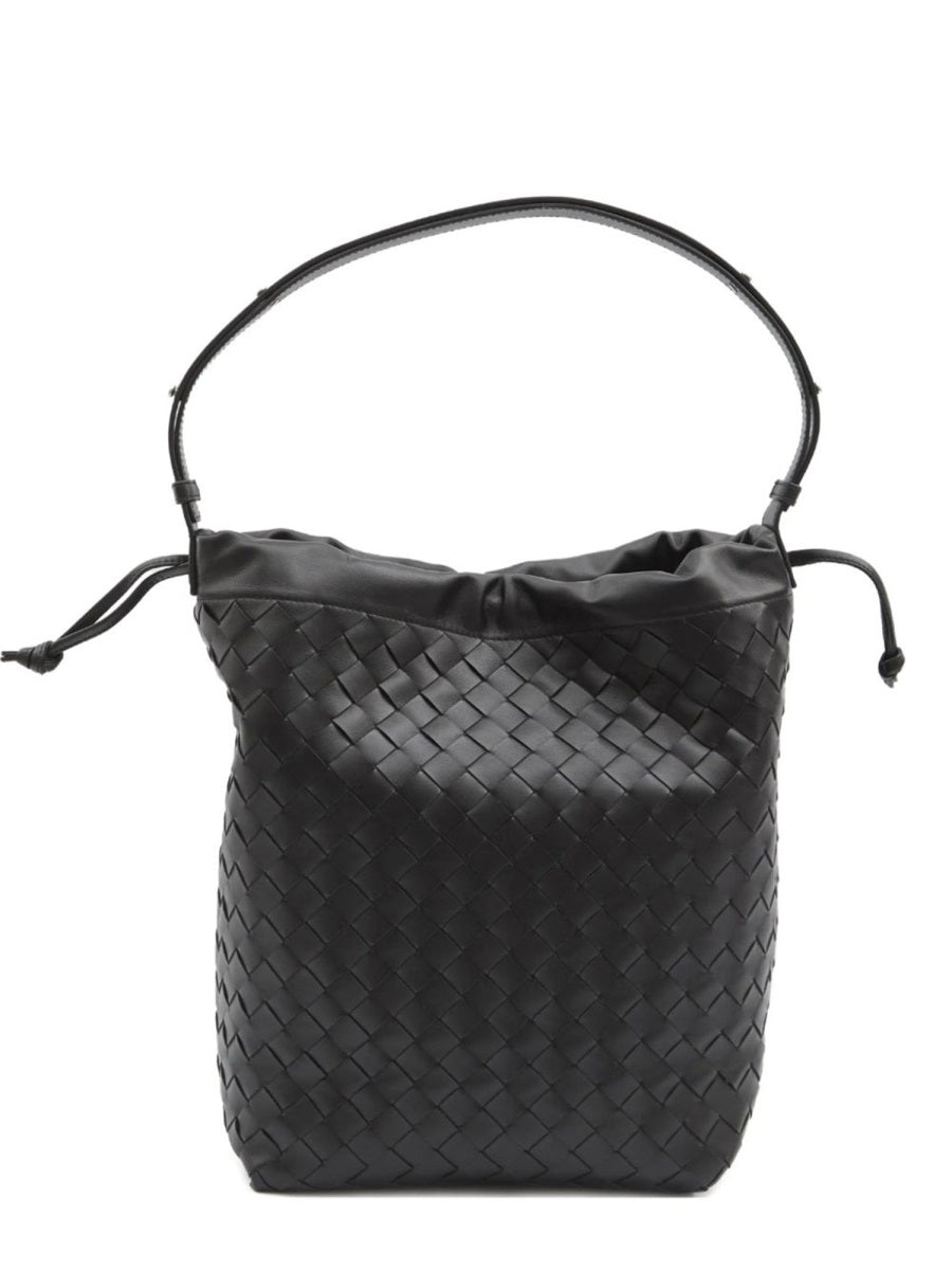 Bottega Veneta Shoulder Bag — Black Calf Leather