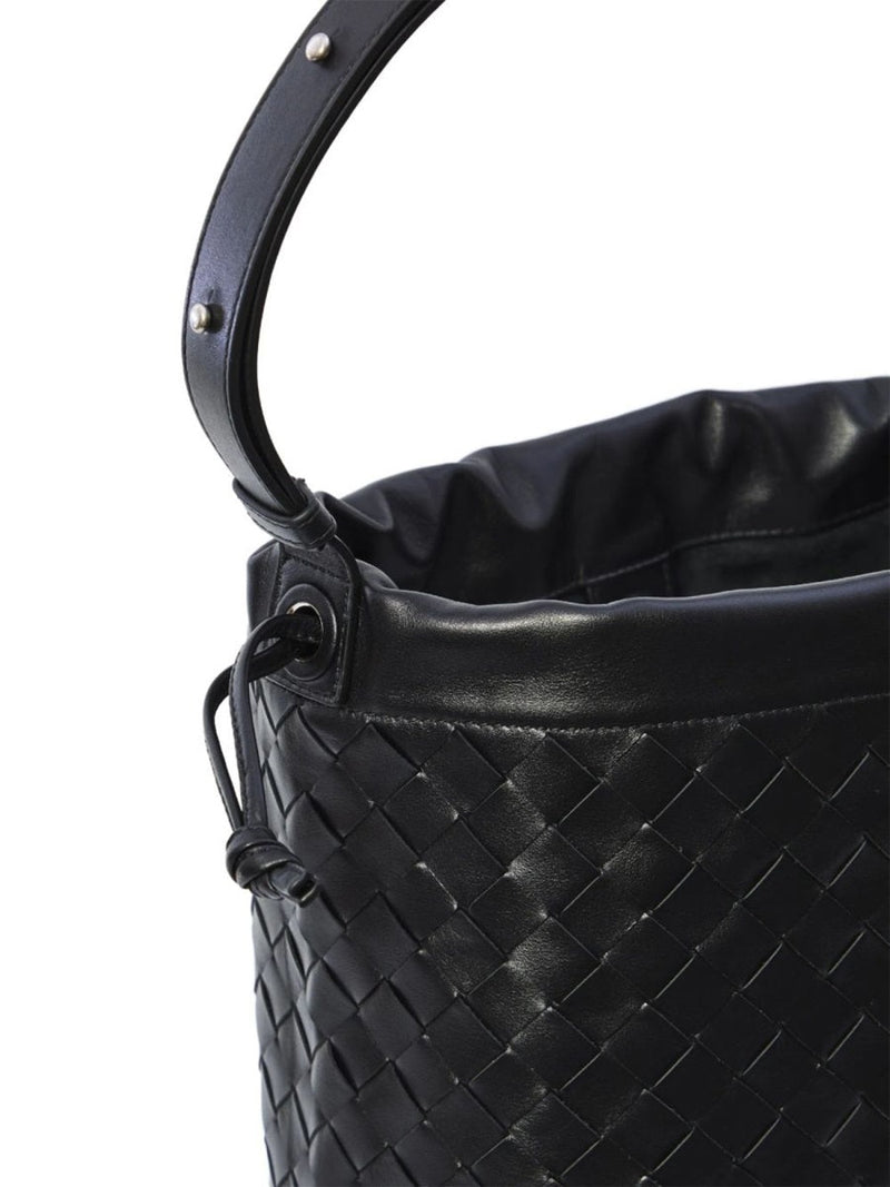 Bottega Veneta Shoulder Bag — Black Calf Leather
