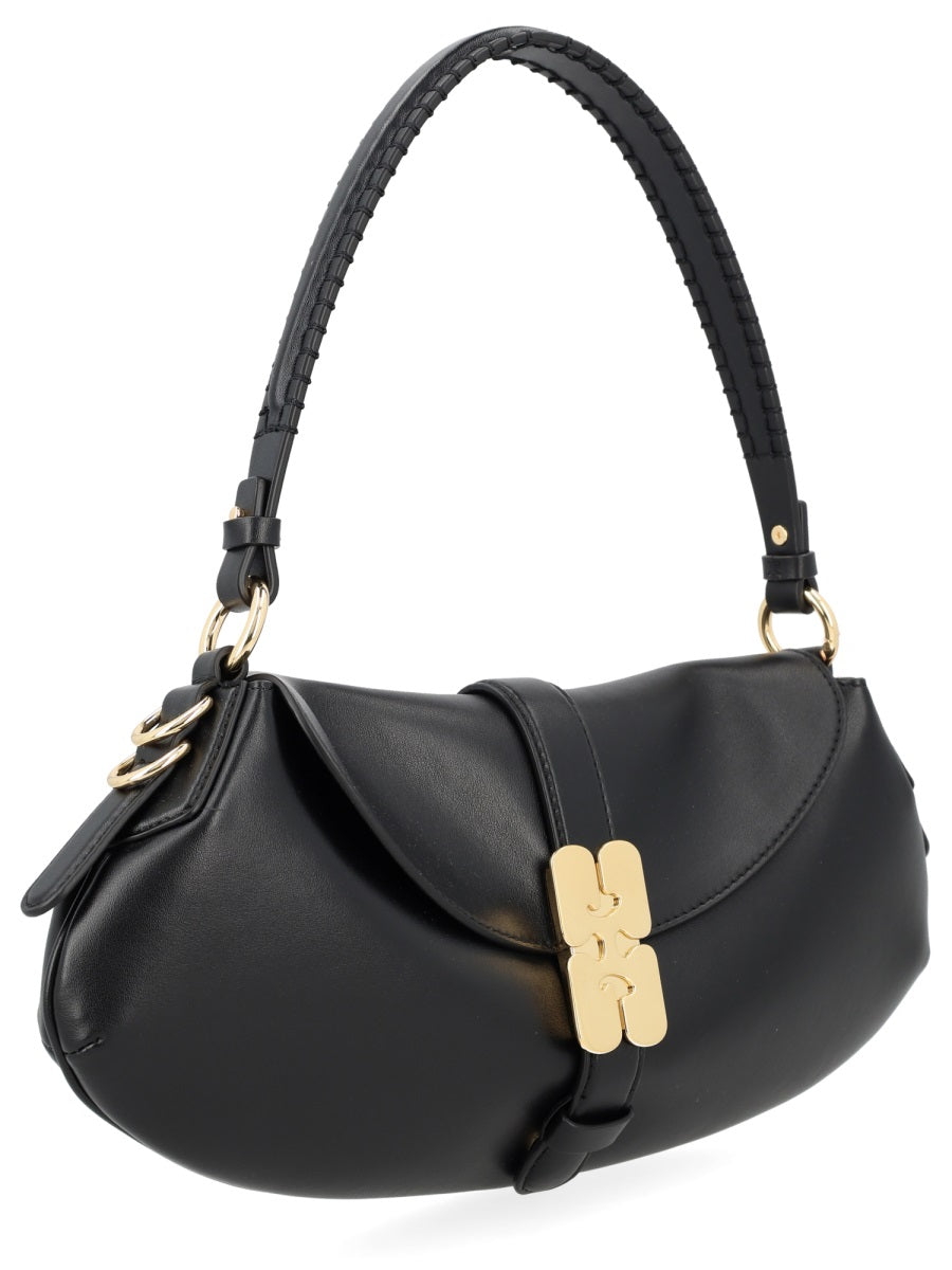 Ganni Shoulder Bag — Black Recycled Leather