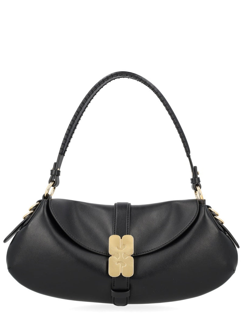 Ganni Shoulder Bag — Black Recycled Leather