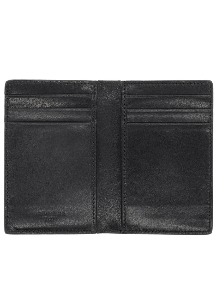 Dolce & Gabbana Logo-Applied Leather Card Case — Black Wallets Purses