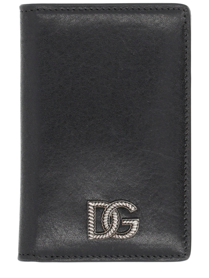 Dolce & Gabbana Logo-Applied Leather Card Case — Black Wallets Purses
