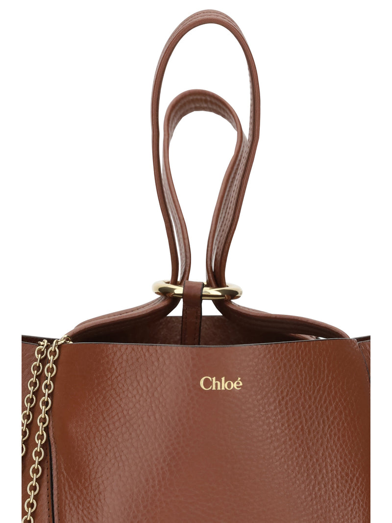 Chloé Spin Shoulder Bag — Brown Calf Leather Bos Taurus