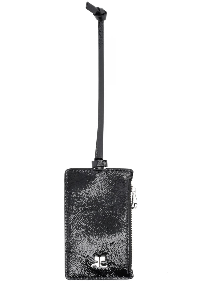 Courrèges Cow Leather Card Case — Black Cases
