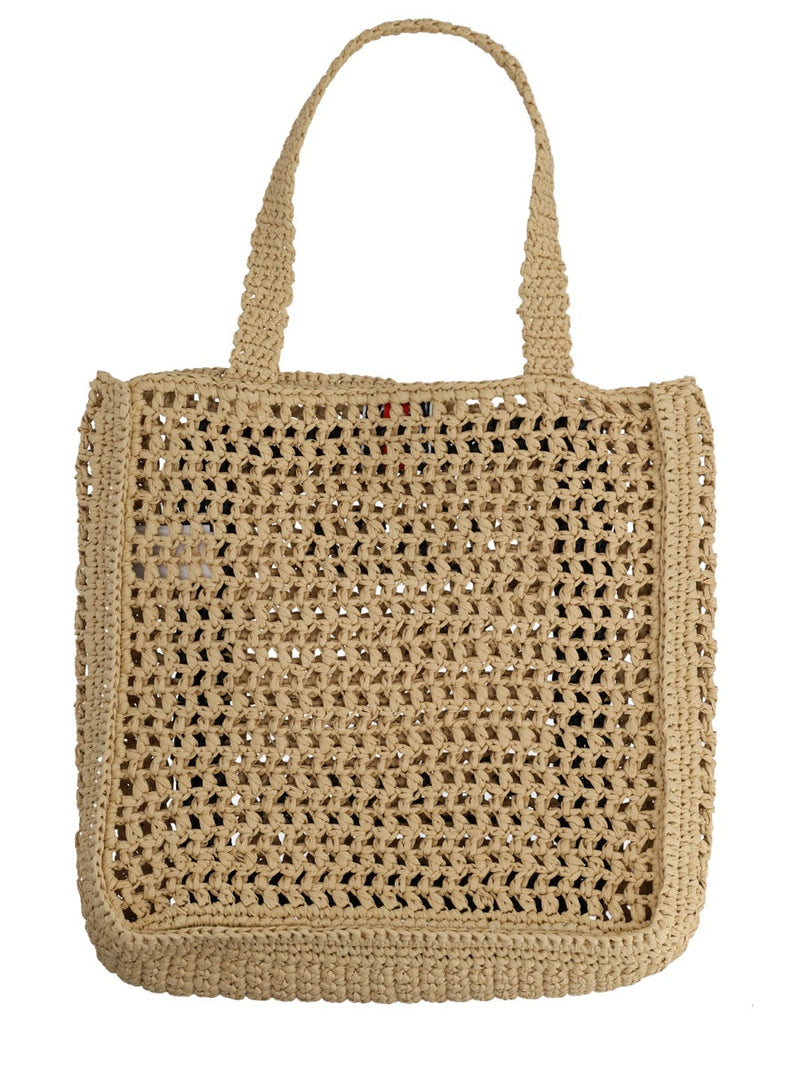 Casablanca Logo-Embroidered Viscose Tote Bag — Beige