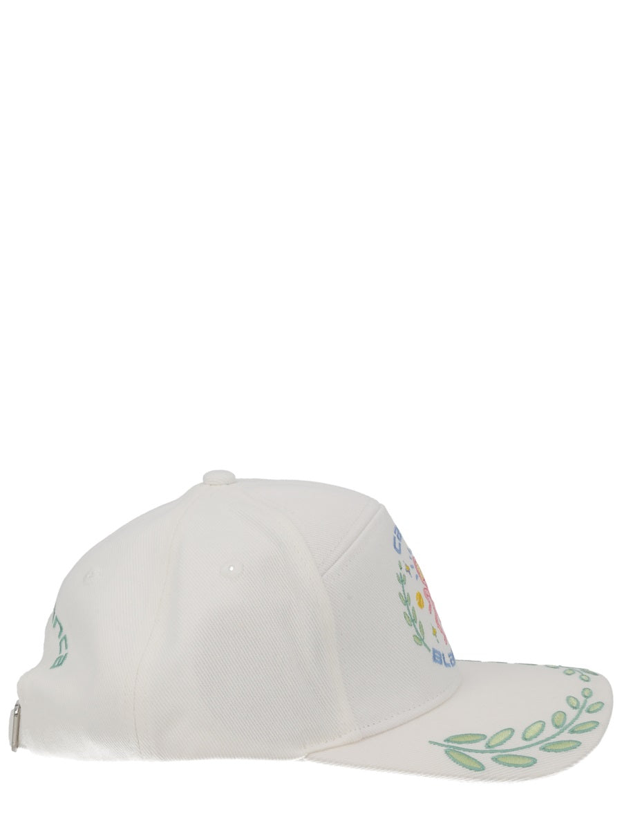 Casablanca A-Sp26-Hat-008_01white Cotton Baseball Cap — White Caps