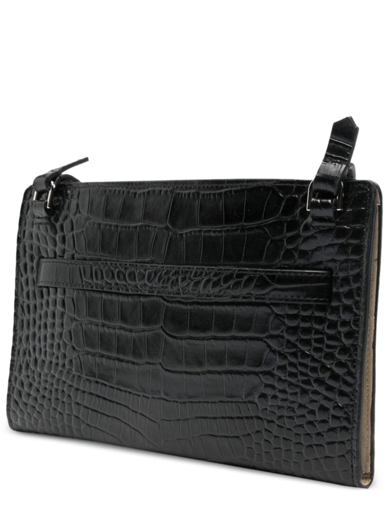 Toteme Embossed Leather Shoulder Bag — Black