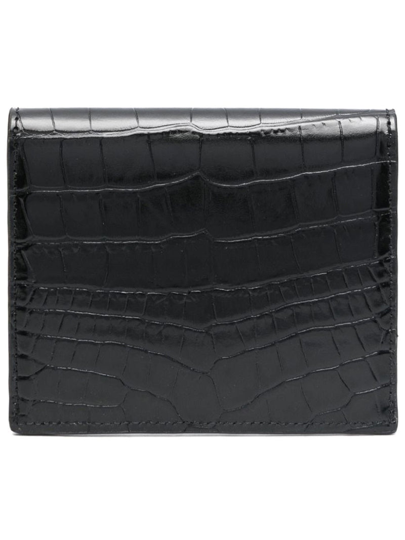 Toteme Leather With T-Lock Hardware Card Case — Black Cow Wallets & Purses