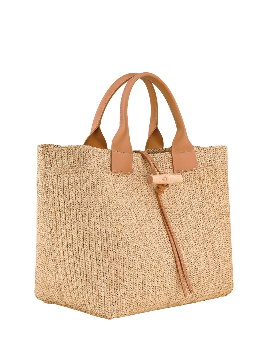 Longchamp Le Roseau Top Handle Bag — Beige Rafia