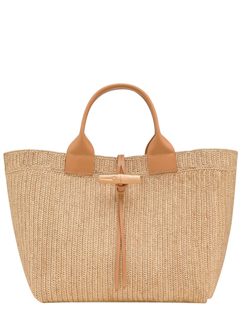 Longchamp Le Roseau Top Handle Bag — Beige Rafia