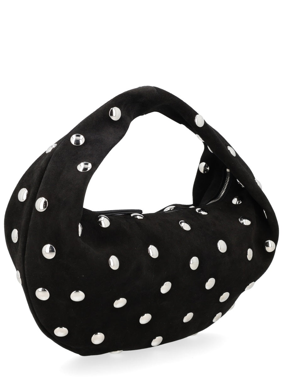 Khaite Studded Calf Leather Hobo Bag — Black