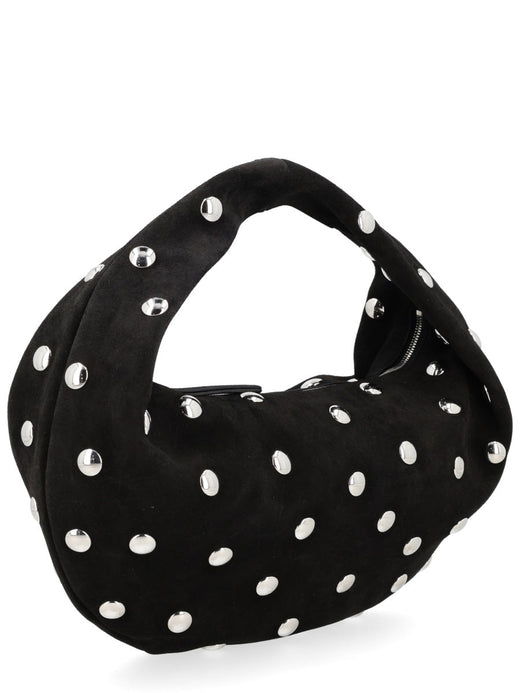 Khaite Studded Calf Leather Hobo Bag — Black