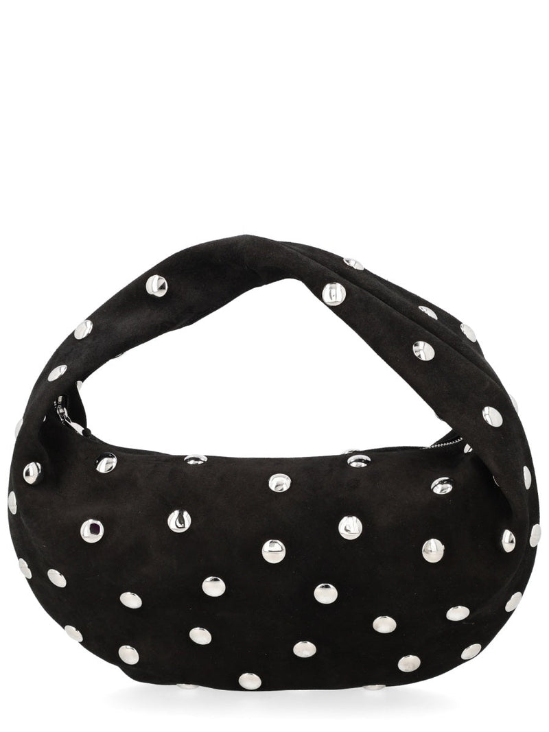 Khaite Studded Calf Leather Hobo Bag — Black