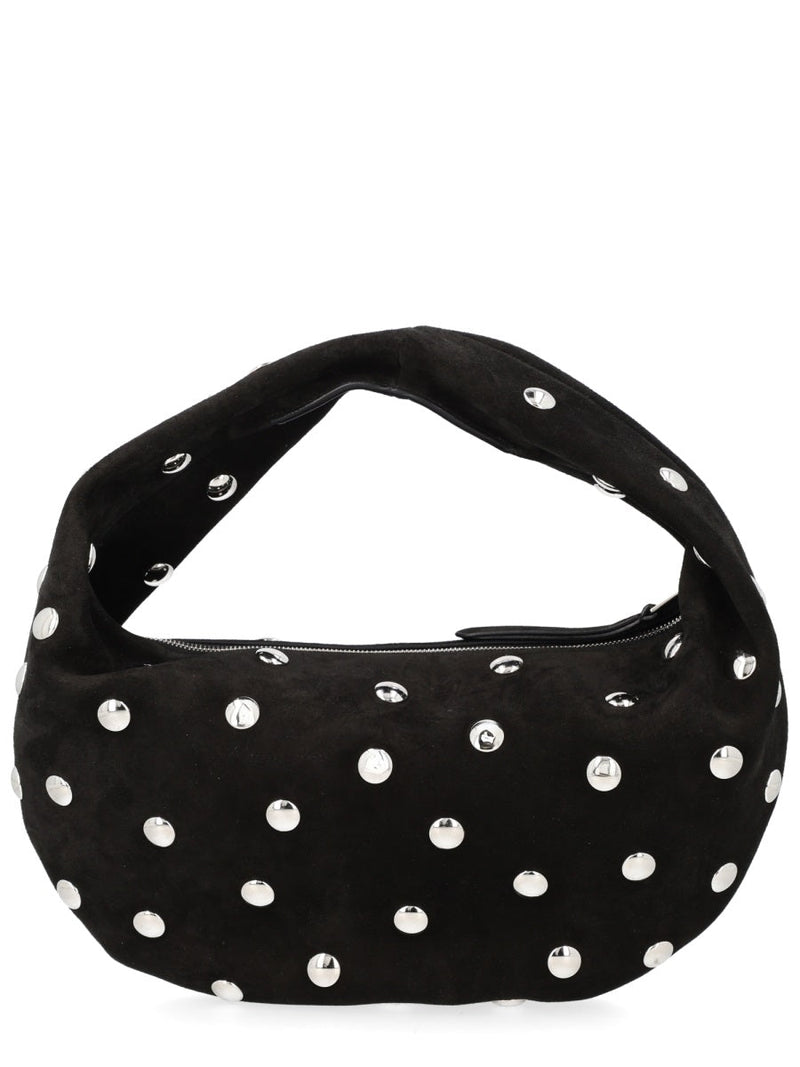 Khaite Studded Calf Leather Hobo Bag — Black