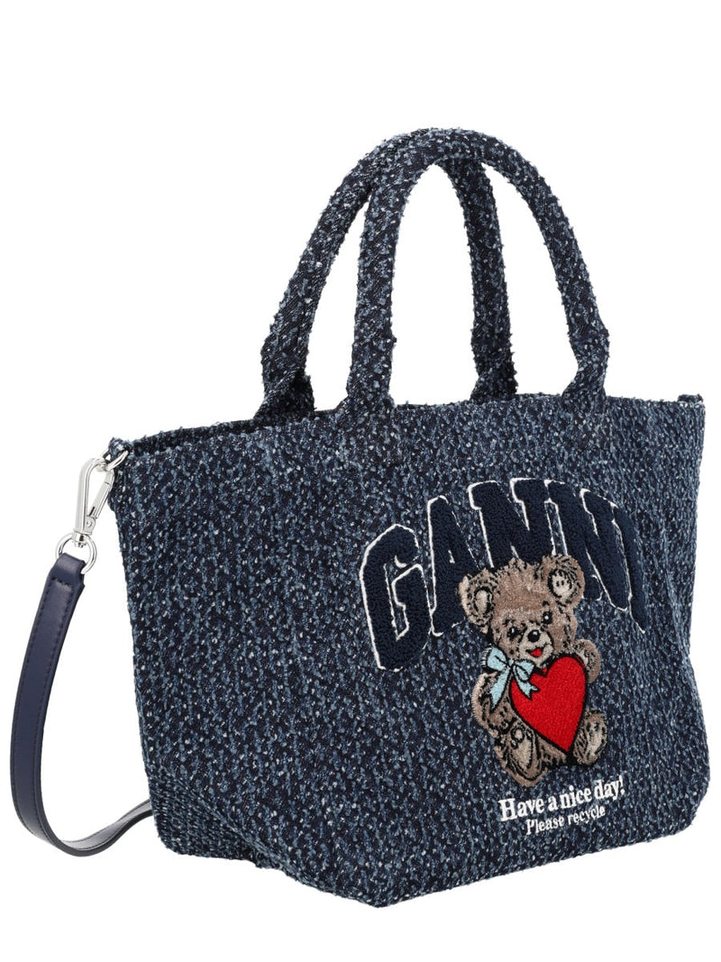 Ganni Organic Cotton Denim Tote Bag — Blue