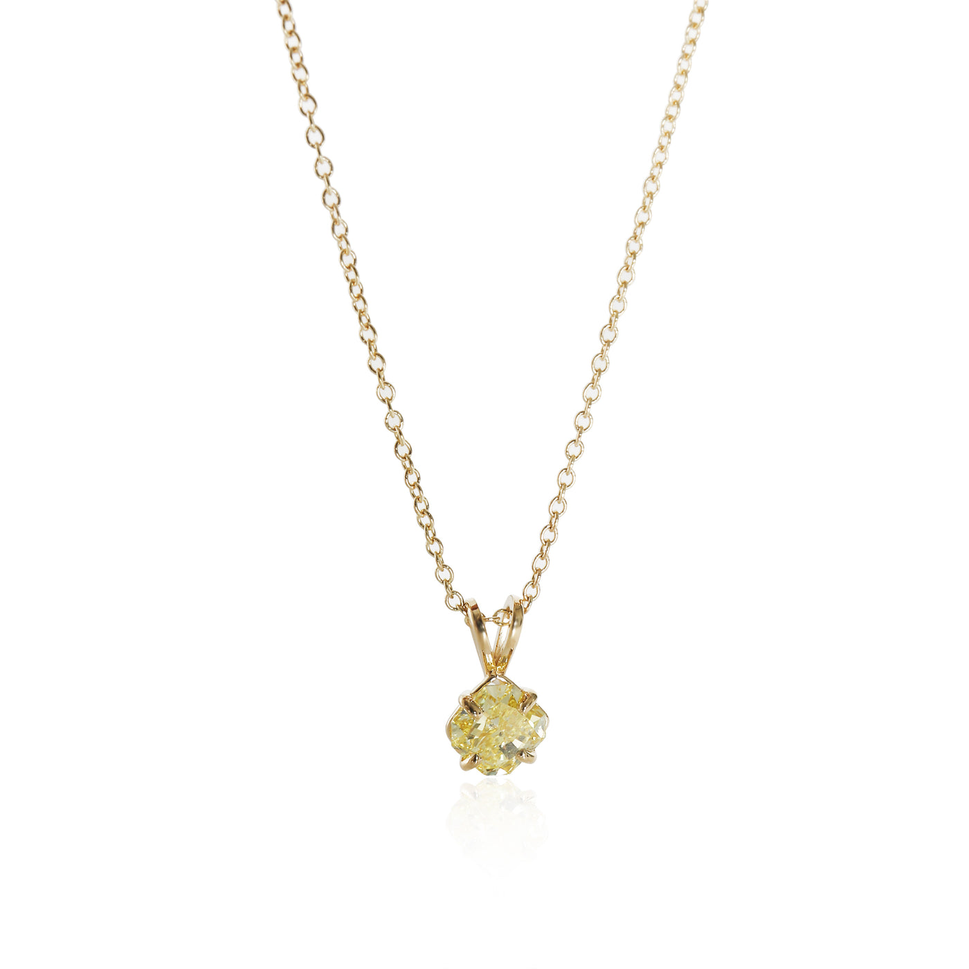 Fancy Intense Yellow Diamond Solitaire Pendant 14k Gold Si2 1.01 Ct