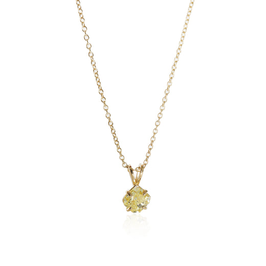 Fancy Intense Yellow Diamond Solitaire Pendant 14k Gold Si2 1.01 Ct