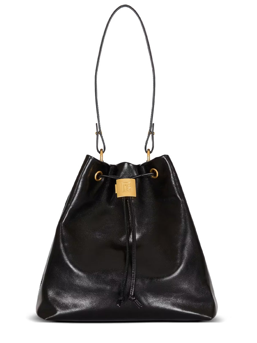 Balmain Shoulder Bag — Black Calf Leather