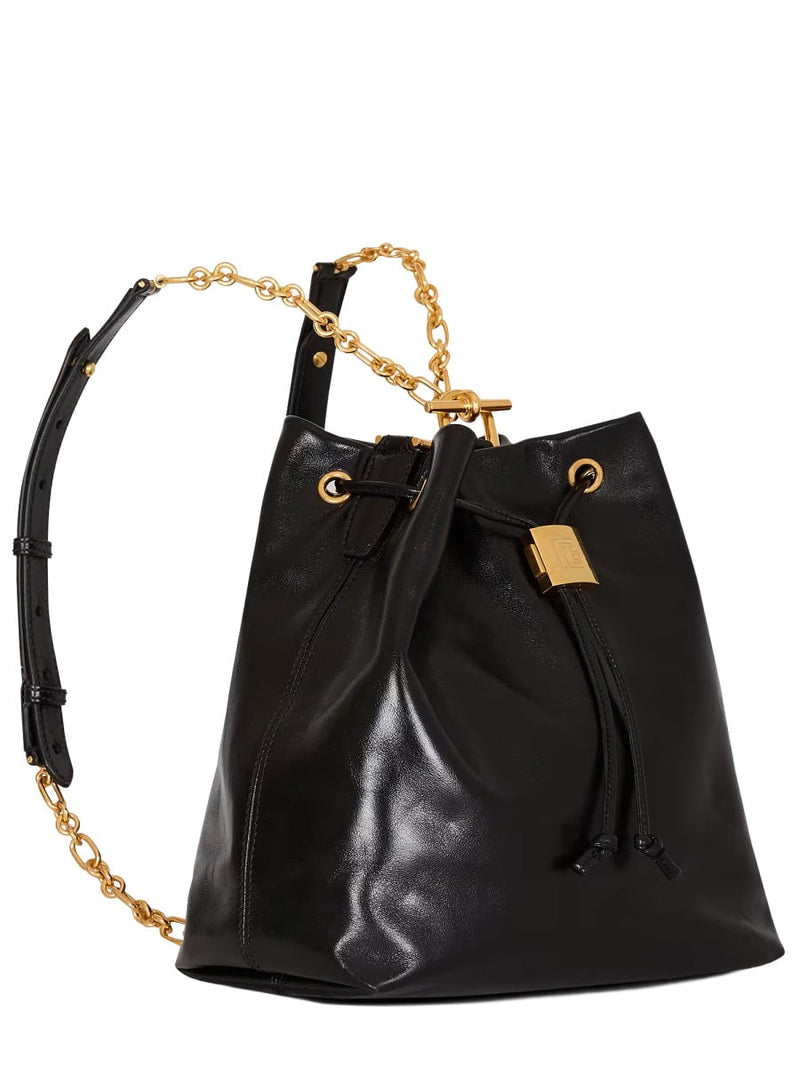 Balmain Shoulder Bag — Black Calf Leather