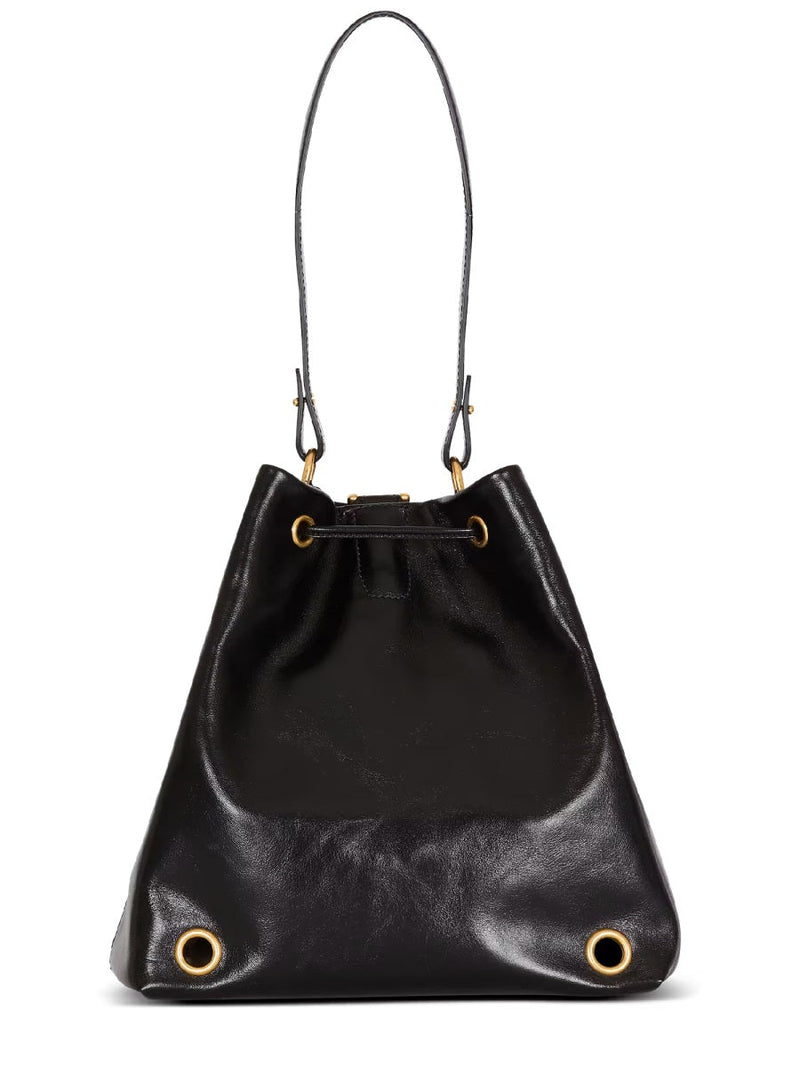 Balmain Shoulder Bag — Black Calf Leather