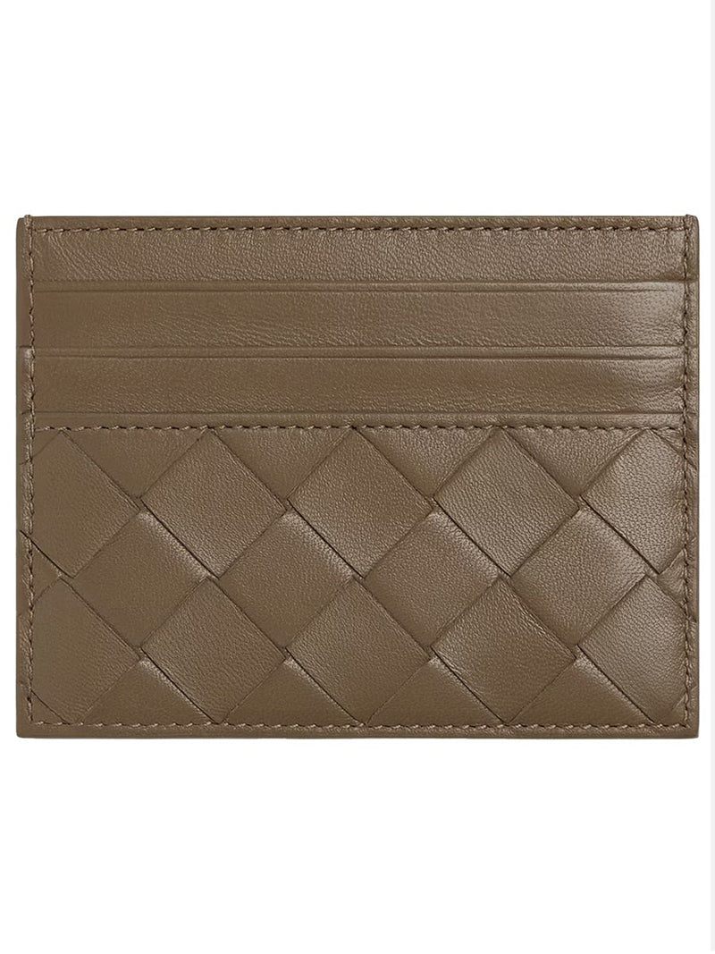 Bottega Veneta Intrecciato Lambskin Card Case — Green Wallets & Purses
