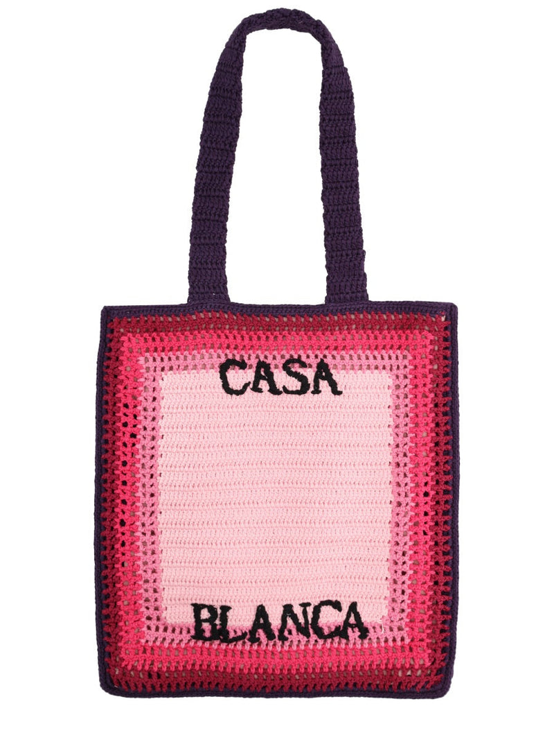 Casablanca Logo-Embroidered Cotton Tote Bag — Pink