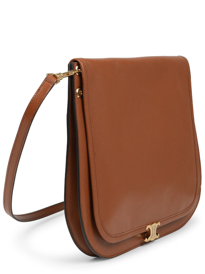 Celine Besace Triomphe Shoulder Bag — Brown Lamb Leather