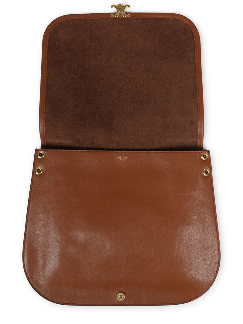 Celine Besace Triomphe Shoulder Bag — Brown Lamb Leather