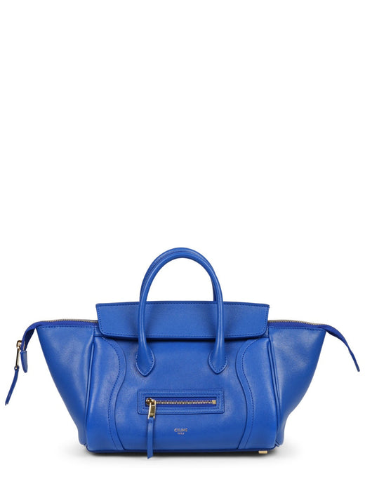 Celine Luggage Top Handle Bag — Blue Lamb Leather