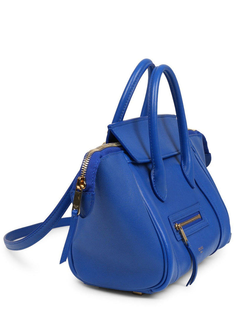 Celine Luggage Top Handle Bag — Blue Lamb Leather