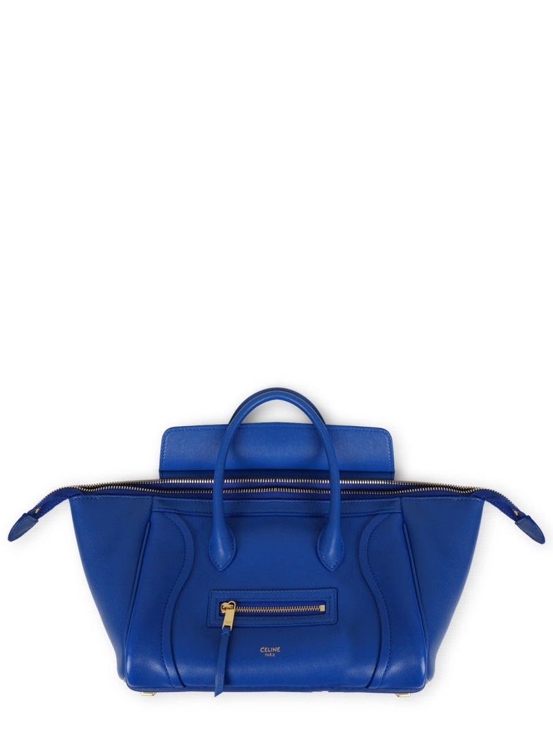 Celine Luggage Top Handle Bag — Blue Lamb Leather