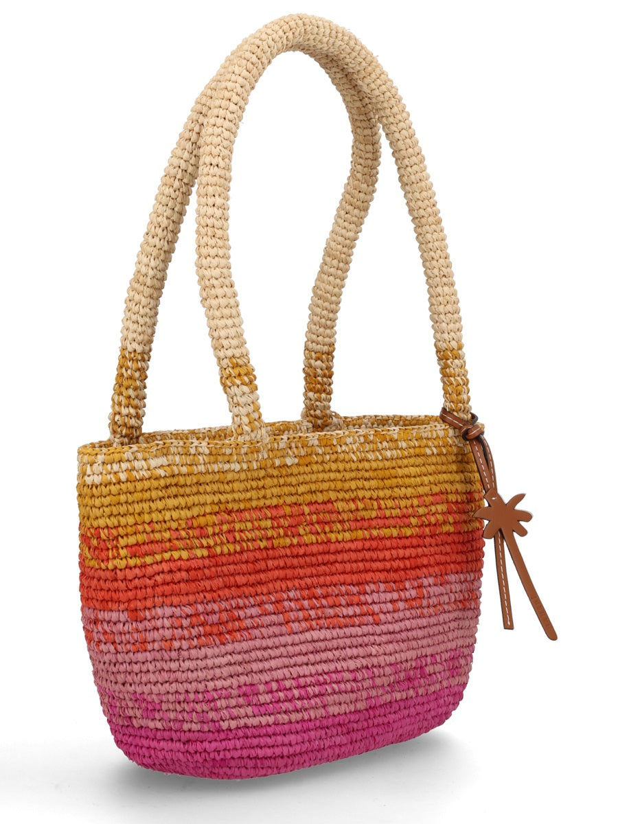 Manebi Panier Shoulder Bag — Multicolor Natural Raffia