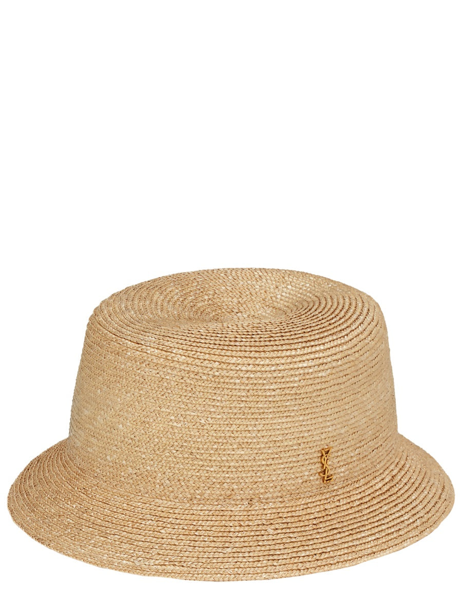 Saint Laurent 703012_3yg579600 Straw Fedora — Beige Fedoras