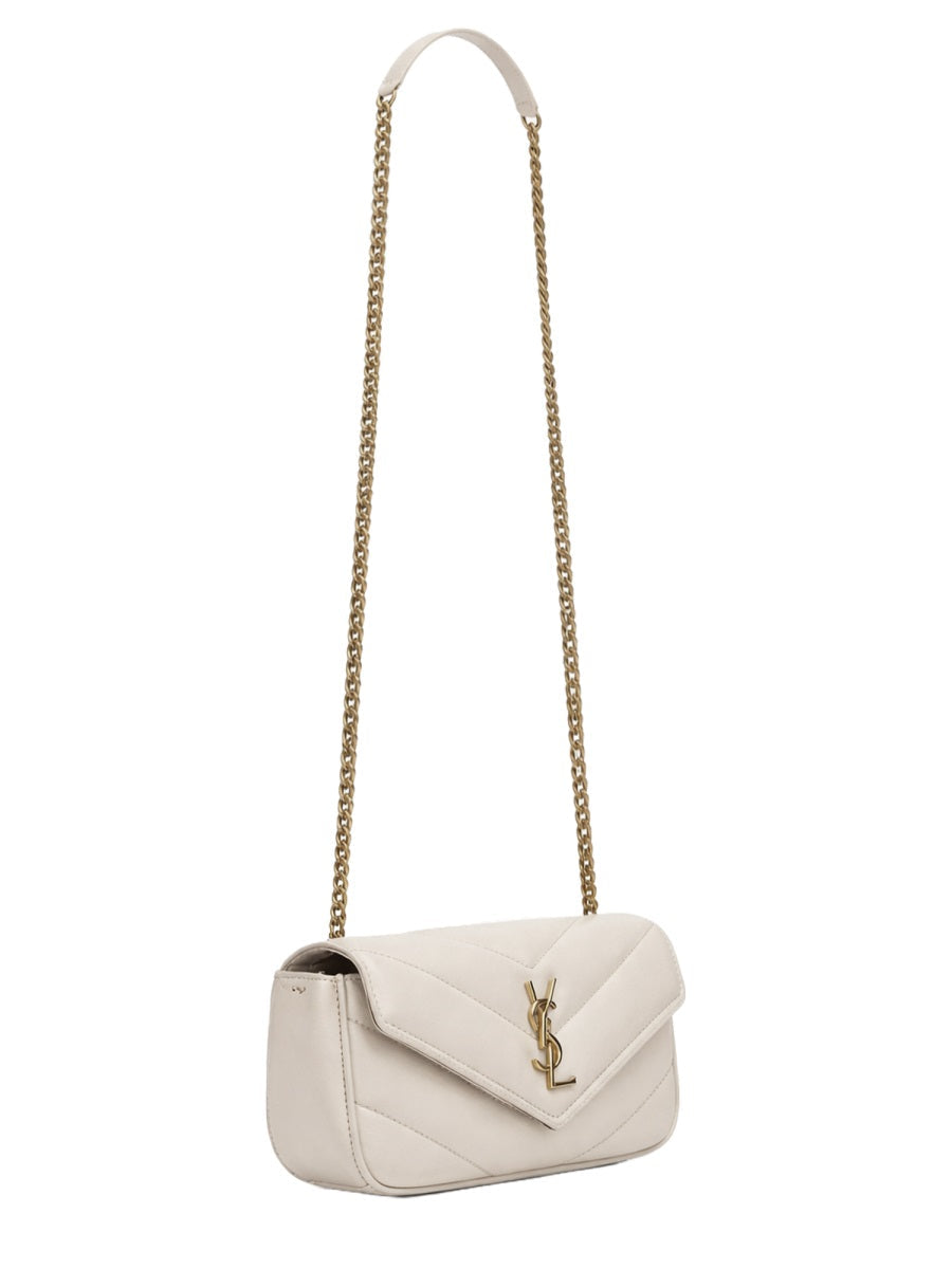 Saint Laurent Loulou Mini Shoulder Bag — White Lamb Leather