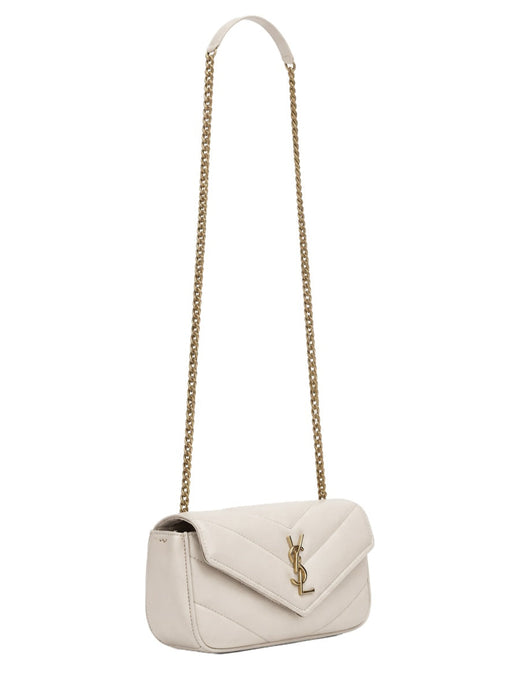 Saint Laurent Loulou Mini Shoulder Bag — White Lamb Leather